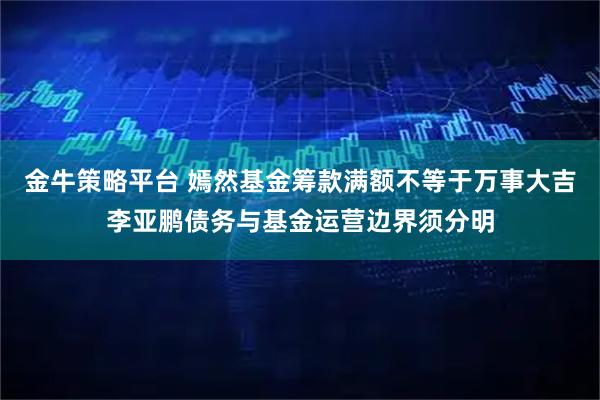 金牛策略平台 嫣然基金筹款满额不等于万事大吉李亚鹏债务与基金运营边界须分明