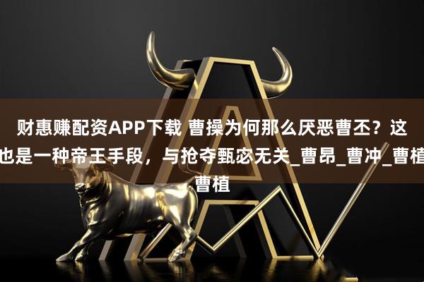 财惠赚配资APP下载 曹操为何那么厌恶曹丕？这也是一种帝王手段，与抢夺甄宓无关_曹昂_曹冲_曹植